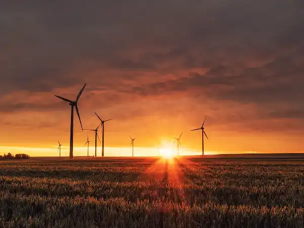 Windturbines at sunrise